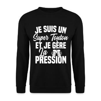 Super Tonton Biere Humour Alcool - Sweat-shirt Unisexe - noir - Devant - Alina (178cm) & Michal (187cm)
