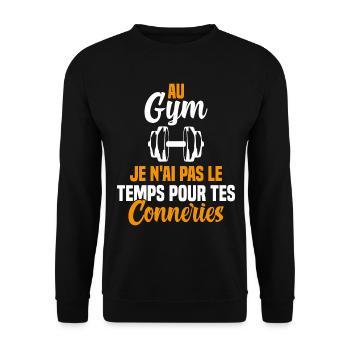T-shirt Muscu / Bodybuilding - Au Gym - Sweat-shirt Unisexe - noir - Devant - Alina (178cm) & Michal (187cm)