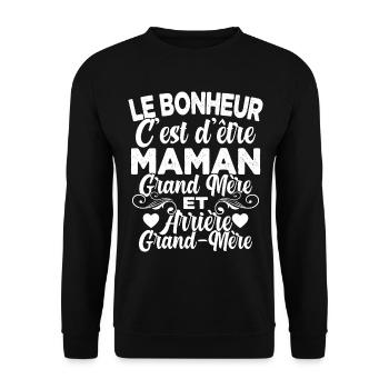 Cadeau Fête des Mère pour Arrière Grand-Mère - Sweat-shirt Unisexe - noir - Devant - Alina (178cm) & Michal (187cm)