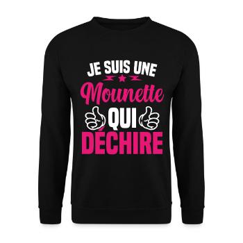 Cadeau Mounette Je suis une Mounette qui Déchire - Sweat-shirt Unisexe - noir - Devant - Alina (178cm) & Michal (187cm)
