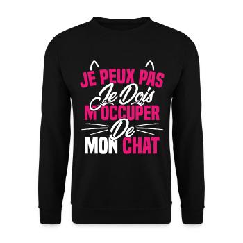 je peux pas mon chat femme humour cadeau - Sweat-shirt Unisexe - noir - Devant - Alina (178cm) & Michal (187cm)
