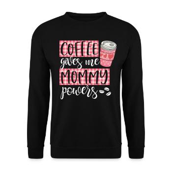 coffee gives me mommy powers darks - Unisex Sweatshirt - black - Front - Alina (178cm) & Michal (187cm)