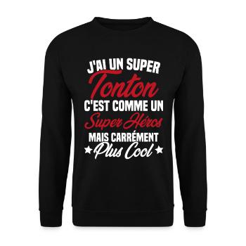 J'ai un super tonton mais carrément plus cool - Sweat-shirt Unisexe - noir - Devant - Alina (178cm) & Michal (187cm)