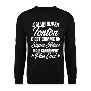 J'ai un super tonton mais carrément plus cool - Sweat-shirt Unisexe - noir - Devant - Alina (178cm) & Michal (187cm)
