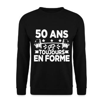 50 Ans et Toujours En Forme Gym Sport Muscu Cadeau - Sweat-shirt Unisexe - noir - Devant - Alina (178cm) & Michal (187cm)