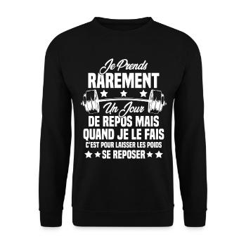 Je prends rarement un jour de repos Gym Muscu - Sweat-shirt Unisexe - noir - Devant - Alina (178cm) & Michal (187cm)