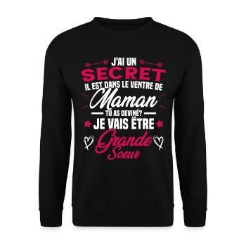Tu as deviné je vais être grande soeur Humour - Sweat-shirt Unisexe - noir - Devant - Alina (178cm) & Michal (187cm)