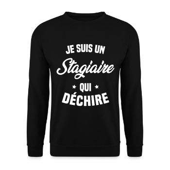 Stagiaire Qui Déchire Cadeau Humour - Sweat-shirt Unisexe - noir - Devant - Alina (178cm) & Michal (187cm)