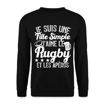 Femme Joueur De Rugby Cool Filles Rugby Et Apéros - Sweat-shirt Unisexe - noir - Devant - Alina (178cm) & Michal (187cm)