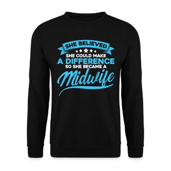 Doula Obstétricien Cadeau - Sweat-shirt Unisexe - noir - Devant - Alina (178cm) & Michal (187cm)