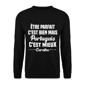 Cadeau être Parfait mais Portugais c'est mieux - Sweat-shirt Unisexe - noir - Devant - Alina (178cm) & Michal (187cm)