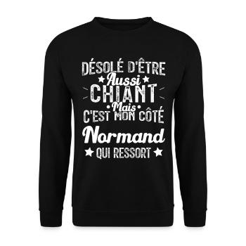 Désolé d'être Chiant c'est mon côté Normand - Sweat-shirt Unisexe - noir - Devant - Alina (178cm) & Michal (187cm)