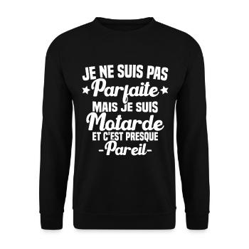 Je ne suis pas parfaite mais je suis motarde - Sweat-shirt Unisexe - noir - Devant - Alina (178cm) & Michal (187cm)