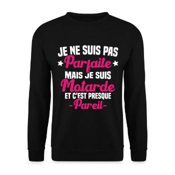Je ne suis pas parfaite mais je suis motarde - Sweat-shirt Unisexe - noir - Devant - Alina (178cm) & Michal (187cm)