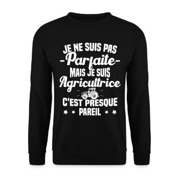 Pas parfaite mais je suis Agricultrice Femme Cool - Sweat-shirt Unisexe - noir - Devant - Alina (178cm) & Michal (187cm)