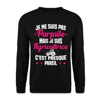 Pas parfaite mais je suis Agricultrice Femme Cool - Sweat-shirt Unisexe - noir - Devant - Alina (178cm) & Michal (187cm)