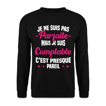 Pas parfaite mais je suis Comptable Humour Cadeau - Sweat-shirt Unisexe - noir - Devant - Alina (178cm) & Michal (187cm)