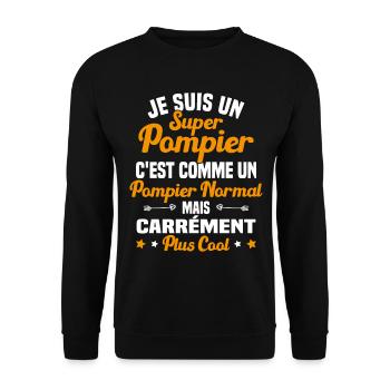 Super Pompier Humour Cadeau - Sweat-shirt Unisexe - noir - Devant - Alina (178cm) & Michal (187cm)