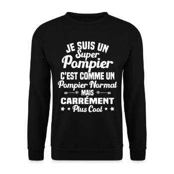Super Pompier Humour Cadeau - Sweat-shirt Unisexe - noir - Devant - Alina (178cm) & Michal (187cm)