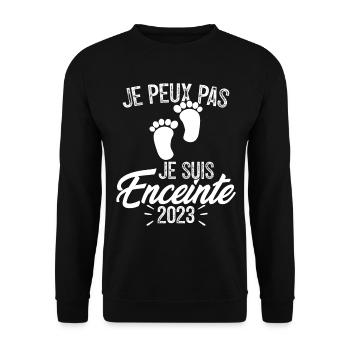 J'peux pas je suis enceinte 2023 - Sweat-shirt Unisexe - noir - Devant - Alina (178cm) & Michal (187cm)