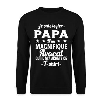 Papa d'un magnifique Avocat Humour Cadeau - Sweat-shirt Unisexe - noir - Devant - Alina (178cm) & Michal (187cm)