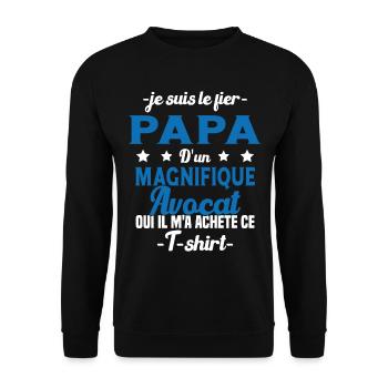 Papa d'un magnifique Avocat Humour Cadeau - Sweat-shirt Unisexe - noir - Devant - Alina (178cm) & Michal (187cm)