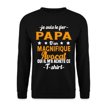 Papa d'un magnifique Avocat Humour Cadeau - Sweat-shirt Unisexe - noir - Devant - Alina (178cm) & Michal (187cm)