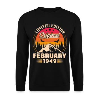 Cadeau D'anniversaire Nées En Février 1949 - Sweat-shirt Unisexe - noir - Devant - Alina (178cm) & Michal (187cm)