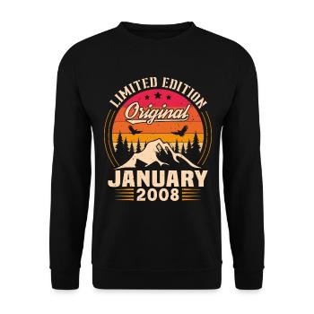 Birthday gift born in January 2008 - Unisex Sweatshirt - black - Front - Alina (178cm) & Michal (187cm)