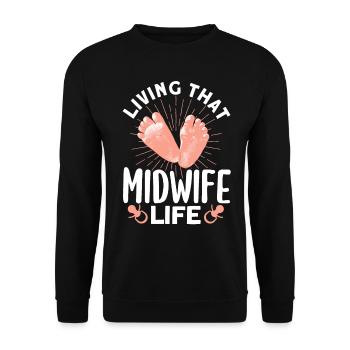 Obstetrician Obstetrician Doula Gift - Unisex Sweatshirt - black - Front - Alina (178cm) & Michal (187cm)