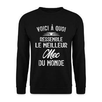 Voici à quoi Ressemble le Meilleur Mec Cadeau - Sweat-shirt Unisexe - noir - Devant - Alina (178cm) & Michal (187cm)