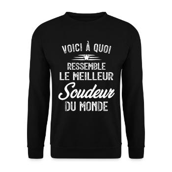 Voici à quoi ressemble le meilleur Soudeur Humour - Sweat-shirt Unisexe - noir - Devant - Alina (178cm) & Michal (187cm)