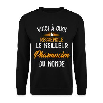 Voici à quoi ressemble le meilleur Pharmacien - Sweat-shirt Unisexe - noir - Devant - Alina (178cm) & Michal (187cm)