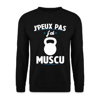 Je Peux Pas J'ai Muscu - Sweat-shirt Unisexe - noir - Devant - Alina (178cm) & Michal (187cm)
