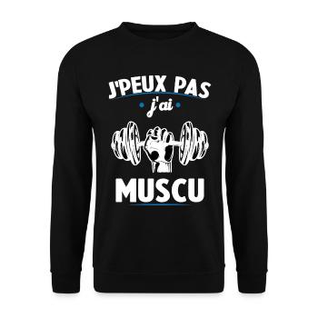 Je Peux Pas J'ai Muscu - Sweat-shirt Unisexe - noir - Devant - Alina (178cm) & Michal (187cm)
