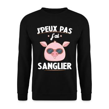 Je Peux Pas J'ai Sanglier Cadeau Chasseur - Sweat-shirt Unisexe - noir - Devant - Alina (178cm) & Michal (187cm)