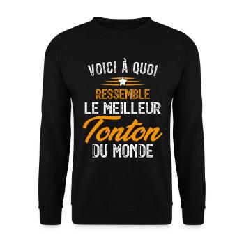 Voici à quoi ressemble le meilleur Tonton du Monde - Sweat-shirt Unisexe - noir - Devant - Alina (178cm) & Michal (187cm)