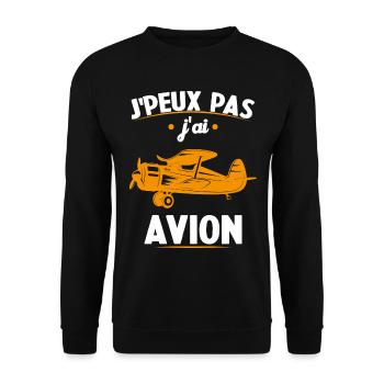 Je peux pas j'ai avion humour aviation Cadeau - Sweat-shirt Unisexe - noir - Devant - Alina (178cm) & Michal (187cm)