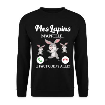 Mes Lapins m'appellent et je dois aller - Sweat-shirt Unisexe - noir - Devant - Alina (178cm) & Michal (187cm)