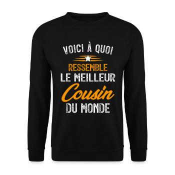 Voici à quoi ressemble le meilleur Cousin du Monde - Sweat-shirt Unisexe - noir - Devant - Alina (178cm) & Michal (187cm)