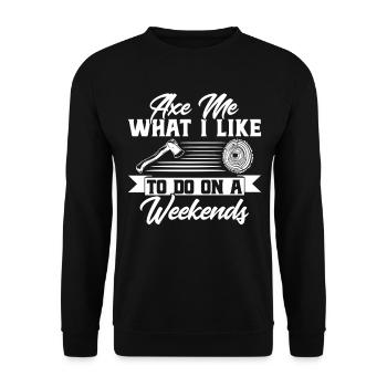 Äxte werfen Axtwerfen Axt Werfer Geschenk - Unisex Pullover - Schwarz - Vorne - Alina (178cm) & Michal (187cm)
