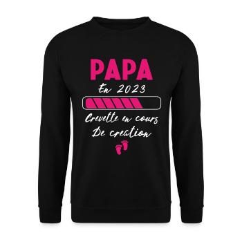 Homme Papa en 2023 Fille Idée Cadeau - Sweat-shirt Unisexe - noir - Devant - Alina (178cm) & Michal (187cm)