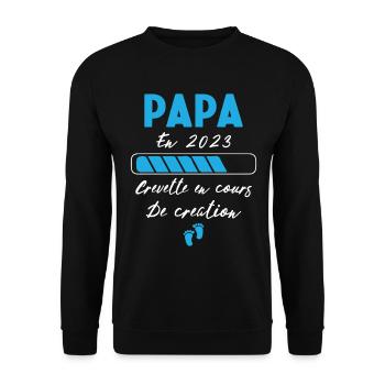 Homme Papa en 2023 Garçon - Sweat-shirt Unisexe - noir - Devant - Alina (178cm) & Michal (187cm)