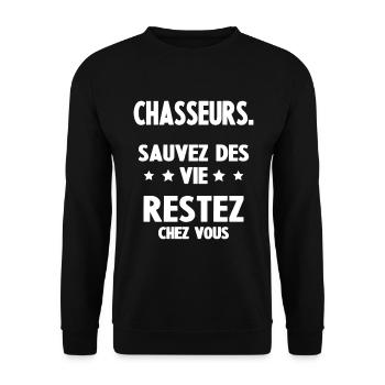 Humour anti chasse - Sweat-shirt Unisexe - noir - Devant - Alina (178cm) & Michal (187cm)