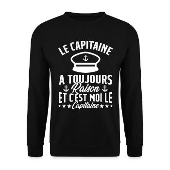 Le Capitaine A Toujours Raison C'est Moi Capitaine - Sweat-shirt Unisexe - noir - Devant - Alina (178cm) & Michal (187cm)