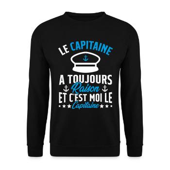 Le Capitaine A Toujours Raison C'est Moi Capitaine - Sweat-shirt Unisexe - noir - Devant - Alina (178cm) & Michal (187cm)