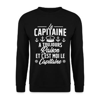 Le Capitaine A Toujours Raison C'est Moi Capitaine - Sweat-shirt Unisexe - noir - Devant - Alina (178cm) & Michal (187cm)