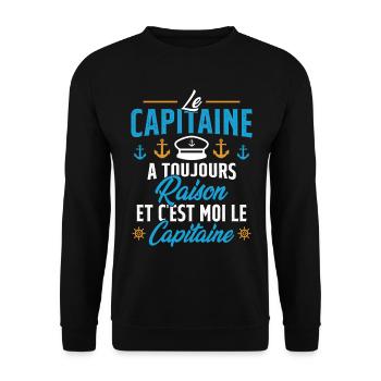 Le Capitaine A Toujours Raison C'est Moi Capitaine - Sweat-shirt Unisexe - noir - Devant - Alina (178cm) & Michal (187cm)