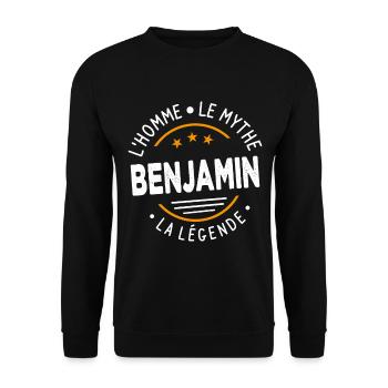 Benjamin L'Homme Le Mythe La Légende - Sweat-shirt Unisexe - noir - Devant - Alina (178cm) & Michal (187cm)
