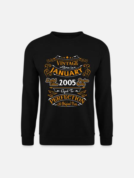 Jahrgang geboren im Januar 2005 Geburtstagsgeschenk - Unisex Pullover - Schwarz